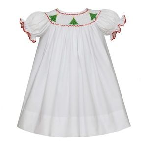 Petit Bebe Smocked Christmas Trees Holiday Dress | 9M Nine Months